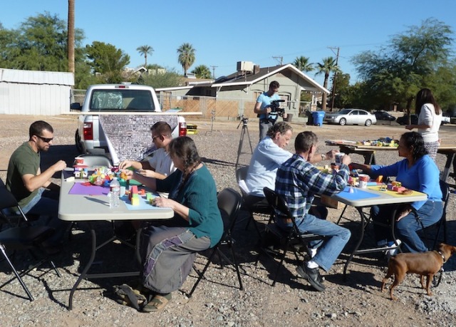Phoenix, Arizona workshop in a vacant lot.