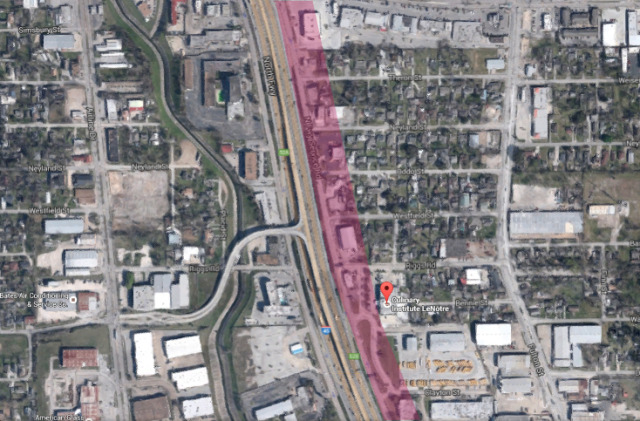 Approximate location of proposed additional right of way south of Crosstimbers.