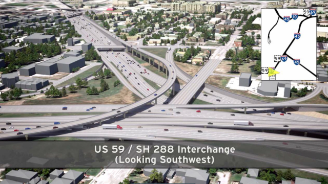 Proposed sinking of I-69 through Midtown/Museum District/Greater Third Ward. Image: TxDOT.