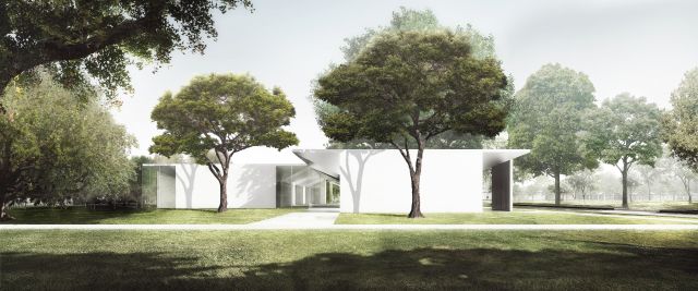 The Menil Drawing Institute, West Facade as seen from the Energy House